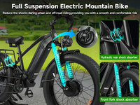 Sepeda Listrik Lipat Murah Ebike Eu Us Ca Stok Pabrik, Rangka Aluminium Alloy Berkualitas Tinggi, Baterai Besar 20Ah, 48V 7 Speed, Ban Lebar