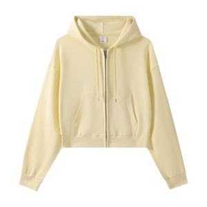 <span class=keywords><strong>Felpa</strong></span> <span class=keywords><strong>con</strong></span> Cappuccio e Zip a <span class=keywords><strong>Maniche</strong></span> <span class=keywords><strong>Corte</strong></span> in Pile Pesante 330g per Donna, Oversize Autunnale, Semplice e Versatile - Product Image 2