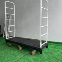 Carretilla de Plataforma Tipo U de Acero de Alta Resistencia con 6 Ruedas, Mango Plegable, Capacidad de 400 kg, para Logística de Almacenes Industriales y Supermercados