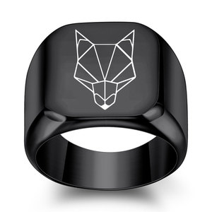 Anillo de Acero Inoxidable con Cabeza de Lobo, Diseño Geométrico Cuadrado de 18 mm, Joyería de Moda para Mujer, Regalo - Product Image 5