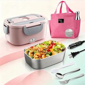 custom color Dual Power Electric Heating Lunch Box Portable <b>Food</b> <b>Warmer</b> 304 Stainless Steel Container With Carrying Bag Cutlery - Product Image 5