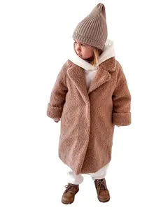 Vestes d'hiver en fourrure pour enfants, manteaux longs de Style coréen pour filles