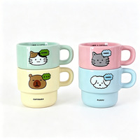 Tasses empilables en céramique, mugs colorés pour couple, mugs à café personnalisés, ensembles de mugs en céramique, souvenirs