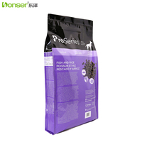 Sac d'emballage alimentaire OEM personnalisé en PE de grande taille, de qualité alimentaire, résistant à l'humidité, à fond plat, anti-odeur, refermable avec fermeture éclair, pour aliments pour animaux de compagnie (chiens et chats)