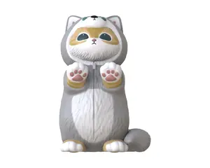 Personagem de brinquedo clássico de alta qualidade, minifigura de PVC de plástico, lobo-gato cinza personalizado para decoração