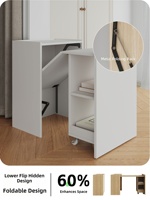 Bureau d'ordinateur escamotable et télescopique en bois massif, style minimaliste moderne, pour chambre à coucher, idéal pour petit appartement, gain de place