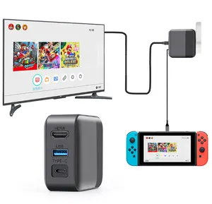 Dock Adaptor TV Portabel, Stasiun Pengisian Daya, Dock Adaptor TV Portabel untuk Nintendo Switch dengan USB-C PD Pengisian Daya Berdiri Konverter TV