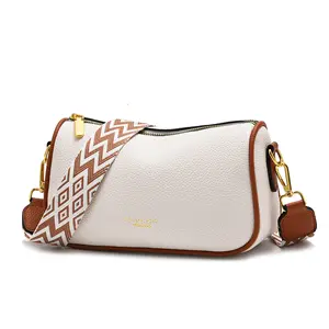 Wide strap soft PU leather pillow handbag for lady women's hobo shoulder bags 10 colors custom logo