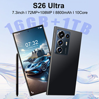 Téléphone portable débloqué double SIM en gros S26 Ultra 7,3 pouces Deca Core 1 To de stockage 16 Go de RAM Smartphone 5G pour le jeu et l'utilisation professionnelle