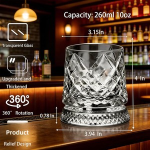 Base de verre à whisky rotative personnalisable faite à la main, rotation à 360 degrés, sans BPA, compatible lave-vaisselle, pour Scotch, Cocktail, <span class=keywords><strong>Rhum</strong></span> - Product Image 2