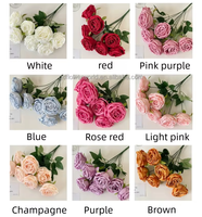 Fabrik-Bestseller 7-Köpfiger Seiden-Kunstblumenstrauß Rosen-Bouquet Hochzeitsdekoration