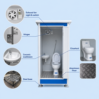 Toilettes portables en acier avec structure sanitaire, design moderne pour usage extérieur en parc, système de lavage mobile respirant