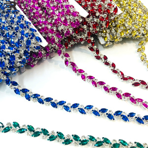 Wholesale Rhinestone Strips <strong>White</strong> Crystal Sliver Golden Cup Trimming Chain on T-<strong>shirt</strong> Shoes Bags Jewelry - Product Image 4