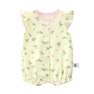 Newborn Baby Girls Clothes Short Fly Sleeve Cartoon Printed Jumpsuit Summer Baby Romper