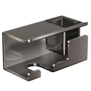 Soporte de Pared para Secador de Pelo, Color Gris Metálico, con Estante de Almacenamiento para Baño, Rectangular, Duradero, de 8-11.9 Pulgadas de Profundidad, en Ratán Azul - Product Image 2