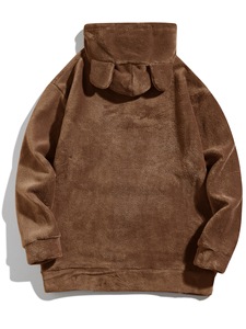 ZXPFSL <span class=keywords><strong>Felpa</strong></span> <span class=keywords><strong>con</strong></span> Cappuccio in Pile <span class=keywords><strong>con</strong></span> Orecchie da Orso Marrone - Pullover Casual Unisex <span class=keywords><strong>con</strong></span> Stampa LOGO Personalizzata, Morbida e Calda <span class=keywords><strong>Felpa</strong></span> alla Moda - Product Image 2