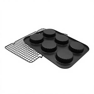 6 Cup Tart Pan, <b>Baking</b> Tart, Cake, Pastry. Non-Stick coating for cake release and easy cleaning. - Product Image 4