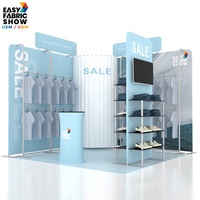 Stand d'exposition modulaire personnalisé en tissu tendu pour salon professionnel de vêtements, avec portants à vêtements et étagères à chaussures pour l'Expo Mode