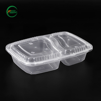 Flash BPA-vrije 2-delige wegwerp PP plastic bento lunchbox, magnetronbestendig, voor afhaalmaaltijden, 32oz