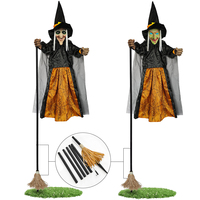 Balai de sorcière jaune lumineux et parlant pour Halloween, accessoires de déguisement pour maison hantée, vente en gros personnalisée en usine
