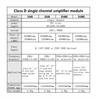 Équipement audio sonore D160 Amplificateur de plaque monocanal de classe D professionnel Module d'amplificateur pour haut-parleur large bande