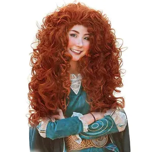 厂家直销电影勇敢梅里达公主角色扮演服装合成假发头发万圣节派对角色扮演假发