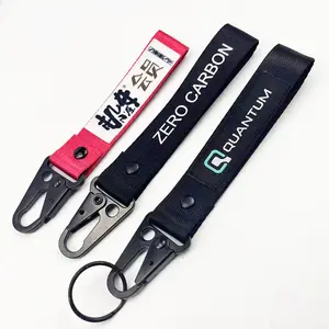 Chất Lượng Cao Tùy Chỉnh Đầy Màu Sắc Thêu Logo Vá May Xe Máy Chuyến Bay Keychain Leo Núi Carabiner Nylon Keyholder