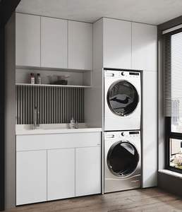 <span class=keywords><strong>ตู้</strong></span>ซักรีดระเบียงแบบไม่ต้องใช้มือจับดีไซน์เรียบง่ายทันสมัยพร้อมที่เก็บของแบบบูรณาการ - Product Image 1