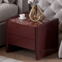 Table de chevet moderne en bois massif italien minimaliste, faite à la main, avec plateau en marbre personnalisé, meubles de chambre à coucher design