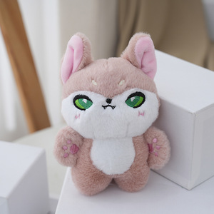 Porte-clés en peluche loup aux grands yeux, style dessin animé mignon, jouet animal en peluche, breloque, poupée en peluche - Product Image 2