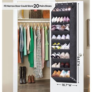 Over The Door <b>Shoe</b> Organizer 8 Pockets Black Oxford Fabric Hanging Closet Storage For <b>Shoes</b> - Product Image 2