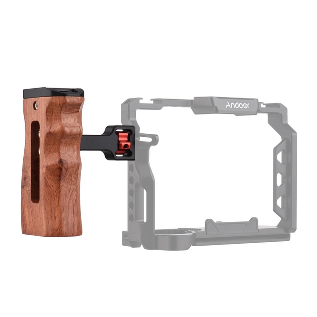 Adjustable Wooden Camera Cage Handle Left/Right Side Hand Grip 3/8 Inch Screw ARRI-Style Mount