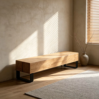 Banc en bois massif de designer, banc en bois de charpente gaufré, banc de repos pour magasin de vêtements, banc pour changer de chaussures, banc d'essayage