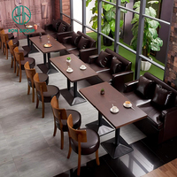 Modernes Luxus Coffee Shop Quadrat Holz Leder Commercial McDonald Pizza Restaurant Stuhl Tisch und Stuhl Sets Sofa Möbel