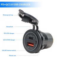 Prise USB C 12V avec port PD3.0 et charge rapide 3.0 18W, chargeur USB pour voiture, bateau, marine avec interrupteur d'alimentation