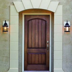 <span class=keywords><strong>Porte</strong></span> d'entrée battante en bois massif de chêne peint de style ancien avec ornement métallique pour la façade de la maison - Product Image 2