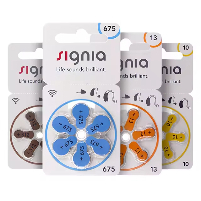 Signia Hearing Aid Battery Button Cells A675 A10 A13 A312 Signia Zinc air Mercury Free Hearing Aid Batteries Long Shell Life