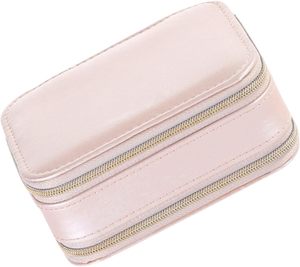 Handmade PU Travel Jewelry Box-Exquisite Ring and <b>Earring</b> <b>Storage</b> with Double Zippers for Portable Jewelry Collection - Product Image 2