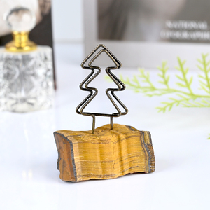Pinces à photos en pierre brute de cristal naturel en gros, supports pour cartes postales en pierre de cristal, pinces métalliques pour décoration de bureau - Product Image 3