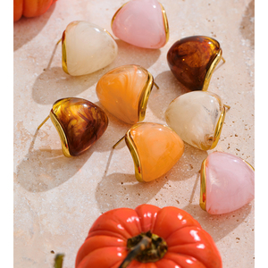 Mchic 542 Orecchini Pendenti a Cerchio Triangolari a Forma di Fiore in Resina Multicolore e Acciaio Inossidabile, Gioielli alla Moda - Product Image 6