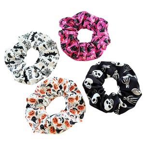 Chouchous pour cheveux à haute élasticité pour femmes, motifs Citrouille d'Halloween, Crâne, Empreinte de main fantôme, accessoire capillaire pour fête d'Halloween et déguisement - Product Image 5