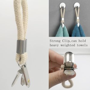 Clip de serviette de salle de bain en boucle de coton tressé avec <span class=keywords><strong>pince</strong></span> en métal cintre en tissu polyvalent pour la maison salle de bain cuisine dossier de rangement - Product Image 6