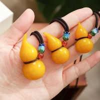 Pendentif en verre artisanal en forme de gourde, ornement chinois Feng Shui Hulu, porte-bonheur Wulu, breloque suspendue, mini accessoires décoratifs en sable doré lumineux