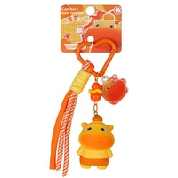 Porte-clés créatif en plastique véritable Capybara Lulu, changeant de couleur sous la lumière UV, rouge chaud, pendentif pour sac d'école, petit cadeau