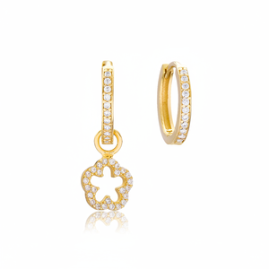 Pendientes de plata de ley 925 con forma de flor para mujer, aretes chapados en oro y piedra de circón, joyería turca - Product Image 2