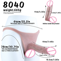 String en silicone léger avec dildo creux de 19 cm, extenseur de pénis élastique portable, allongement et élargissement du pénis, pièce unique couleur chair OEM