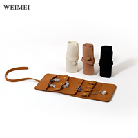 WEIMEI Compact Velours Bijoux Organisateur Rouleau Logo Personnalisé Stockage pour Bague Collier Bracelet Ensembles Durable Voyage-Friendly