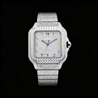 Montre automatique de luxe en moissanite, cadran romain diamanté, étanche, en acier inoxydable glacé, vente en gros, marque privée, cadeau pour homme