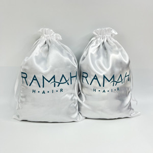 ถุงผ้าซาตินสีดำเนื้อนุ่มพิเศษ พร้อมเชือกผูก ปรับแต่งโลโก้พิมพ์ได้ สำหรับบรรจุภัณฑ์ชุดชั้นใน วิกผม ต่อผม ของขวัญสุดหรู ถุงผ้าไหมกันฝุ่น - Product Image 6