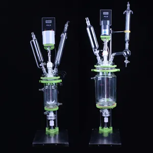 玻璃化学双夹套反应器5L 5升夹套加热反应器，带加热器循环器